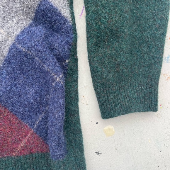 Women’s Club Room Sweater Multicolor Argyle NO SIZE Grandma Wool Prep Academia - Picture 3 of 11